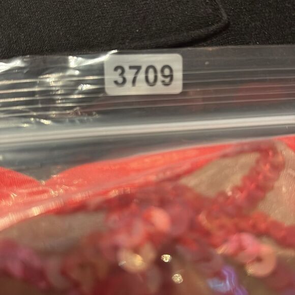 BB Collection off shoulder short sleeve red sequin detail belted dress size S - Picture 10 of 10